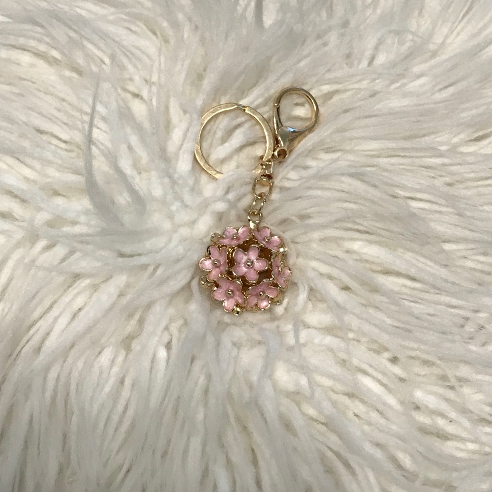 Pink flower keychain